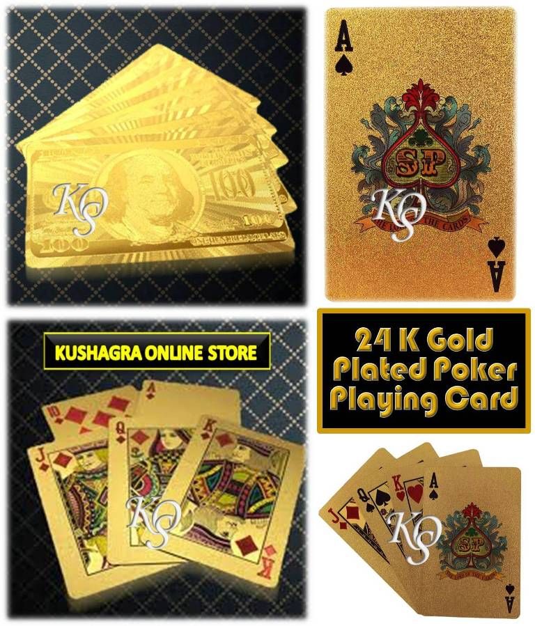 24K Gold Plated Poker Playing Casino Cards with Easy Grasp (A Genuine